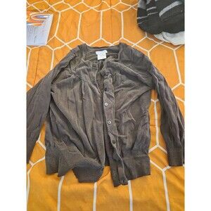 Worthington Brown Silk Blend Knit Button Cardigan Sweater Large Round Neck Y2K